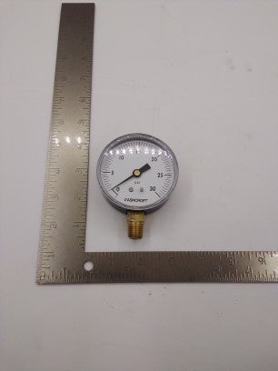 0-30PSI PRESSURE GUAGE, 1/4MNPT BOTTOM PORT