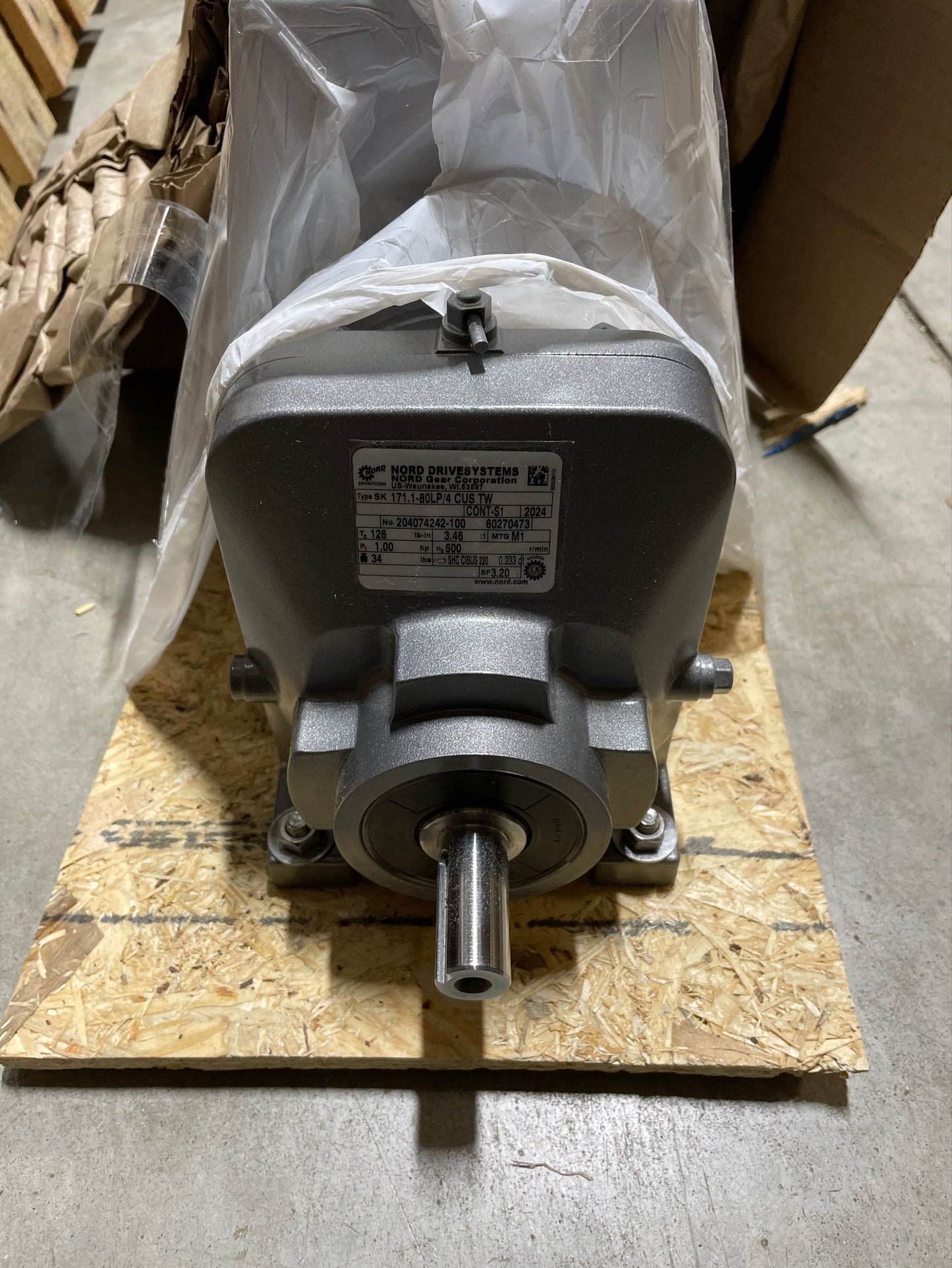 1HP, 500 RPM Washdown Gearmotor, 0.75" Shaft.