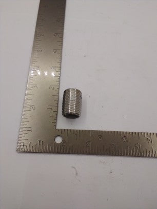 1/2" X 1-1/8" 304 SS CLOSE PIPE NIPPLE, PIPE SCHEDULE 40, THREADED ON BOTH ENDS