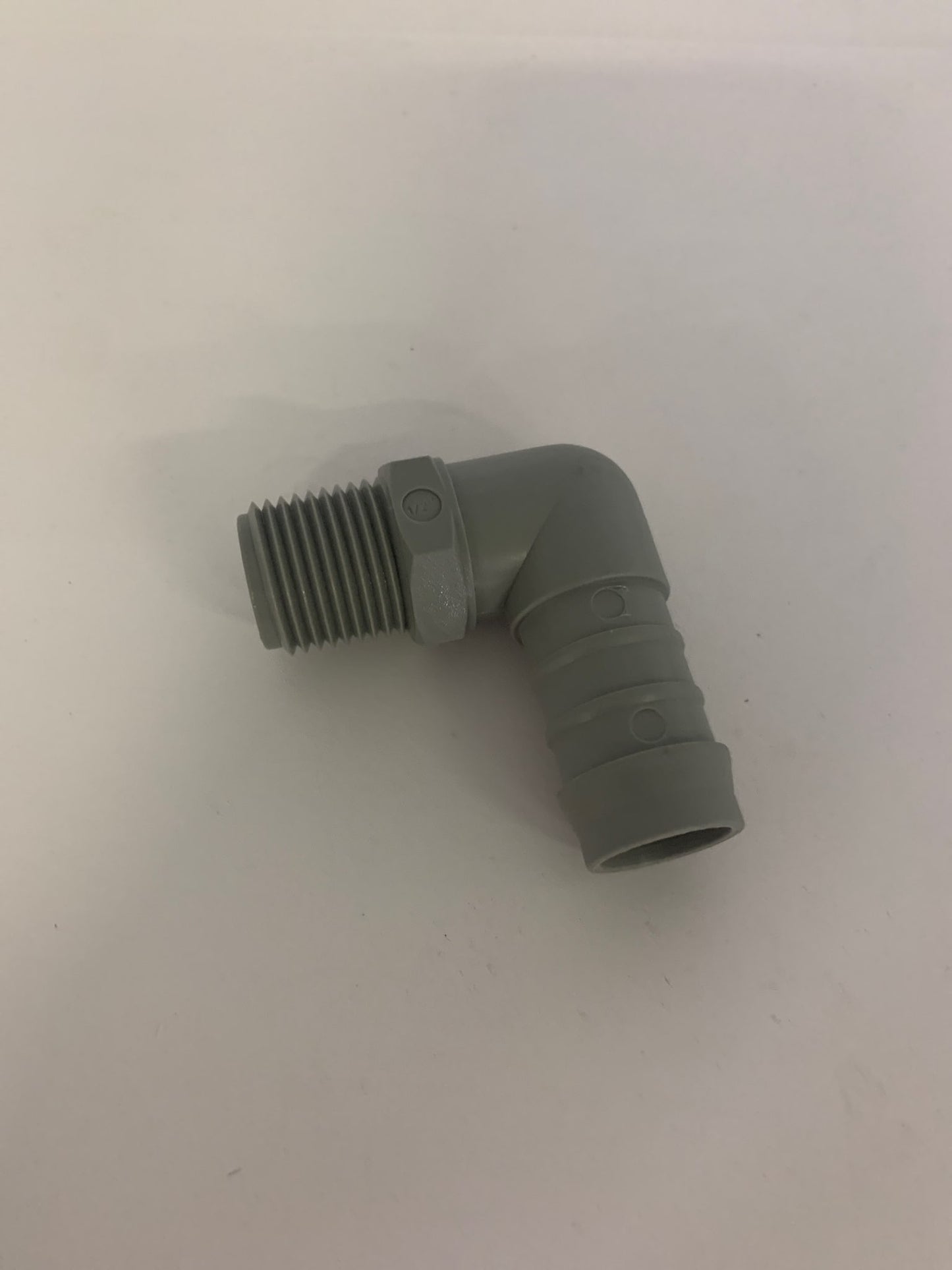 1/2" MNPT x 3/4" Hose Barb 90 degree elbow