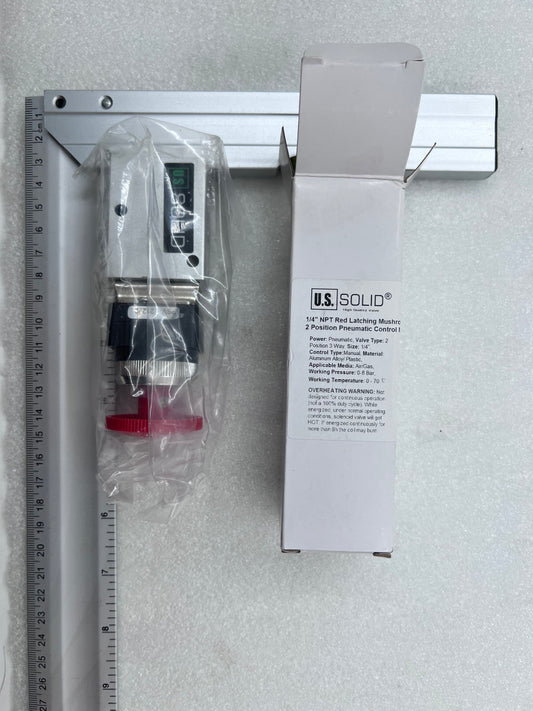 1/4" NPT Red Latching Mushroom Push-Button Pneumatic Valve